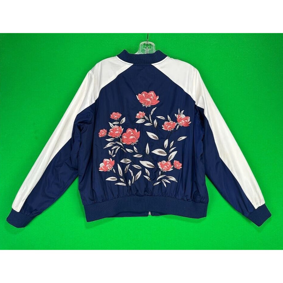 Torrid Embroidered Track Jacket Women's 0 Large Blue / White Floral - Picture 10 of 16